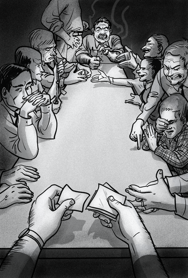 Illustrated poster art for 12 angry men