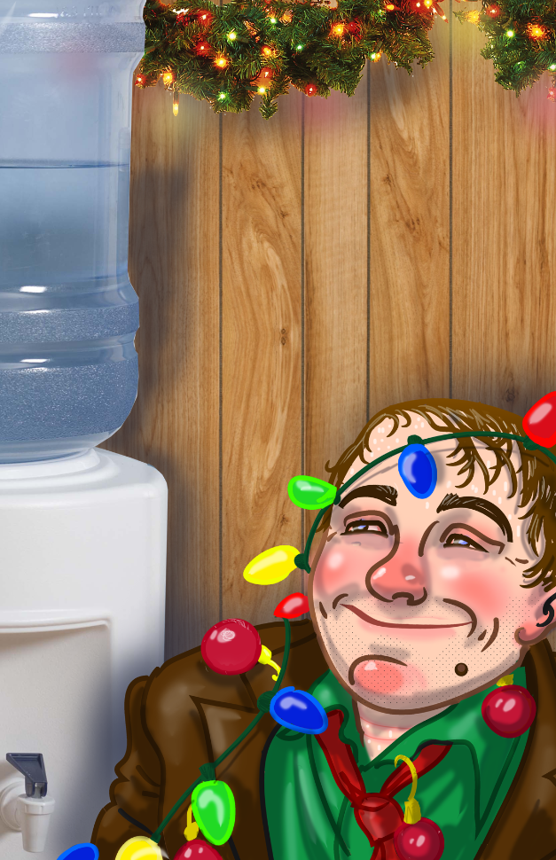 Illustrated poster art for Bob's Holiday Office Party